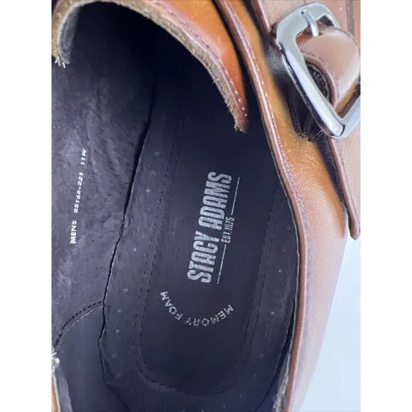 Stacy Adams Duncan Cap Toe Single Buckle Monk Strap Shoes Size 12 Cognac Leather