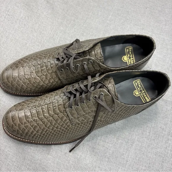 Stacy Adams Madison Gray Anaconda Print Plain Toe Oxford Size 10