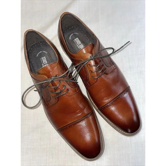 Stacy Adams Men’s Captoe Dress Shoes Size 11.5 M Brown Leather Business Formal