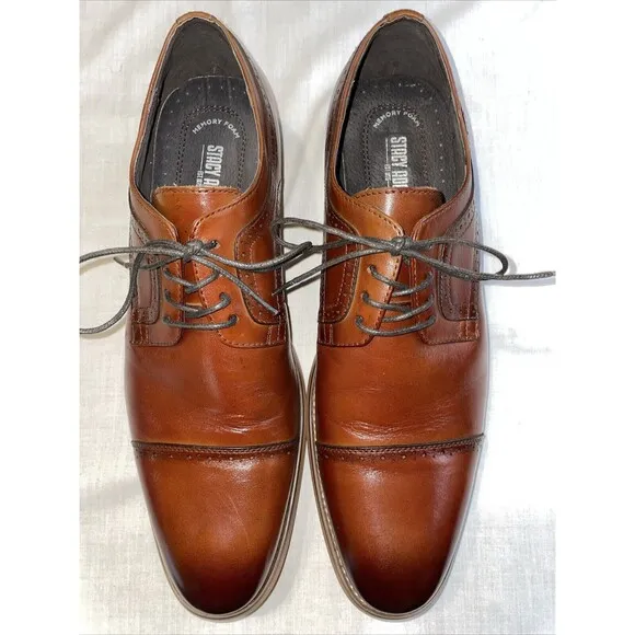 Stacy Adams Men’s Captoe Dress Shoes Size 11.5 M Brown Leather Business Formal
