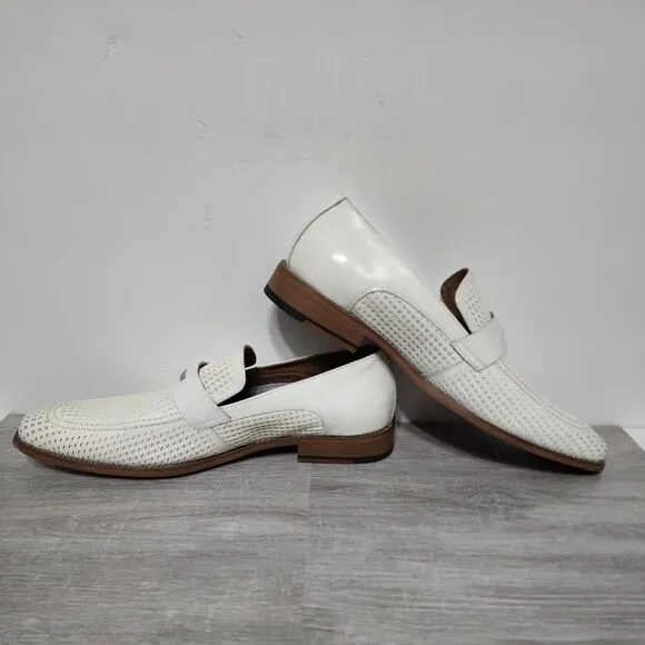 Stacy Adams Men's White Slip On  Shoes Size 11.5 M 25233-100 New READ‎ !!!