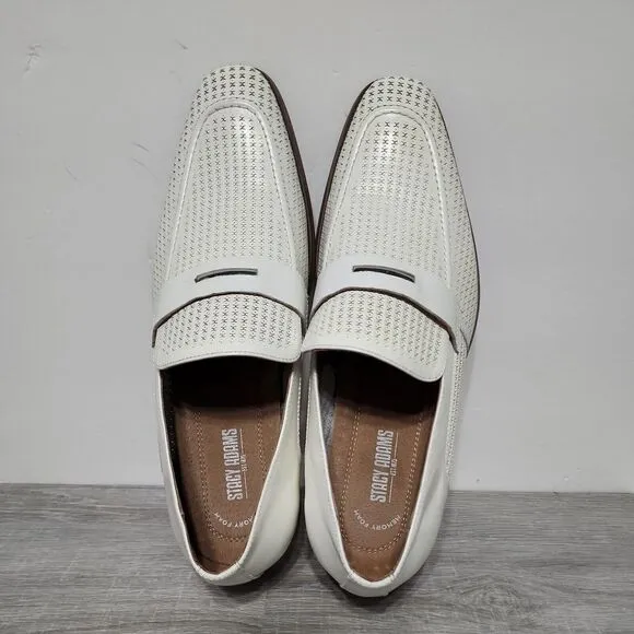 Stacy Adams Men's White Slip On  Shoes Size 11.5 M 25233-100 New READ‎ !!!