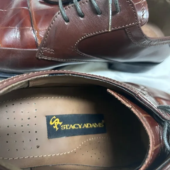 Stacy Adams, Size 9 Cognac Color, Elegant Brown Leather Men's Shoes