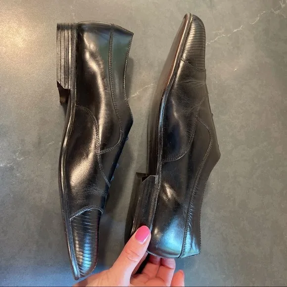 Stacy Adams sz 10 black leather cap toe derby shoes dress shoes
