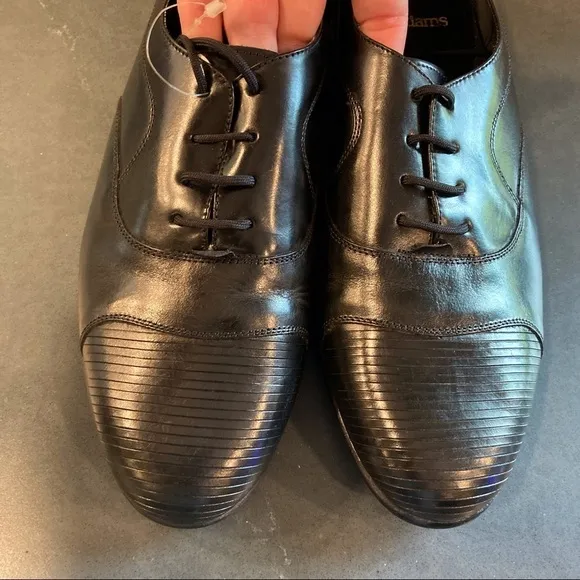 Stacy Adams sz 10 black leather cap toe derby shoes dress shoes