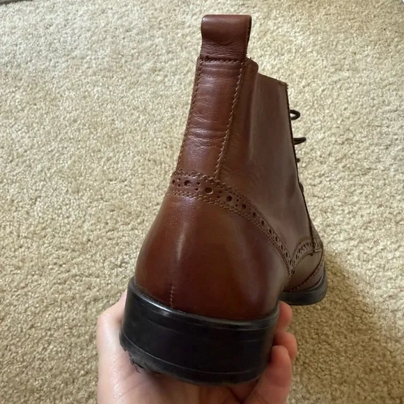 Stafford Brown Leather Brogue Style Wing Tip Boots Men's Size 10