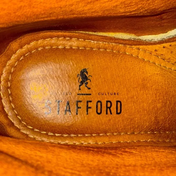 Stafford Brown Leather Brogue Style Wing Tip Boots Men's Size 10
