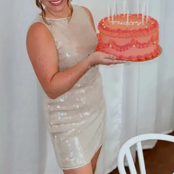 Staud Cream Sequin Mini Dress SIZE 6 Sheath Birthday Cocktail Designer $495