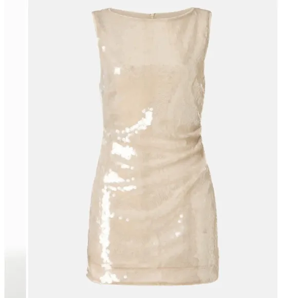 Staud Cream Sequin Mini Dress SIZE 6 Sheath Birthday Cocktail Designer $495