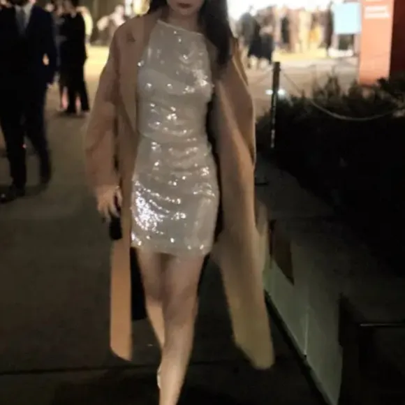 Staud Cream Sequin Mini Dress SIZE 6 Sheath Birthday Cocktail Designer $495