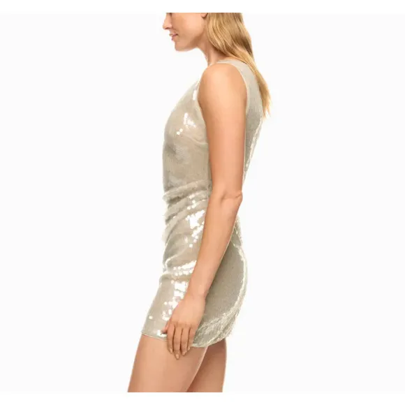 Staud Cream Sequin Mini Dress SIZE 6 Sheath Birthday Cocktail Designer $495