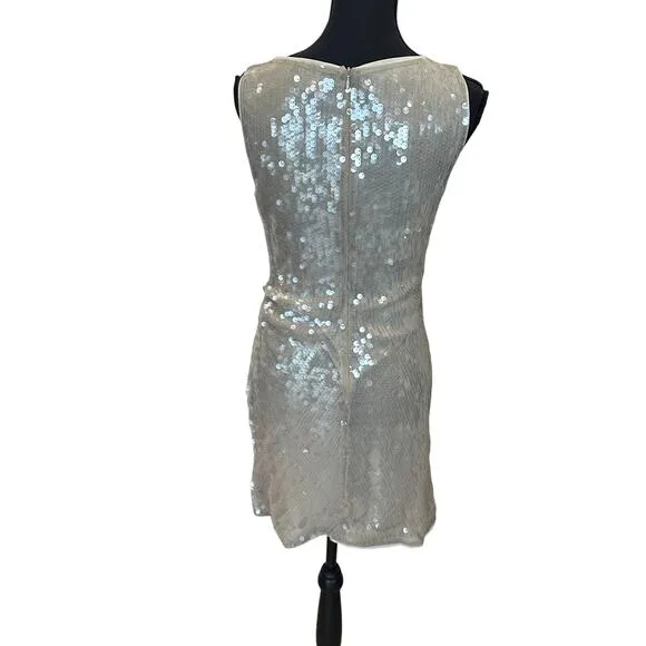 Staud Cream Sequin Mini Dress SIZE 6 Sheath Birthday Cocktail Designer $495
