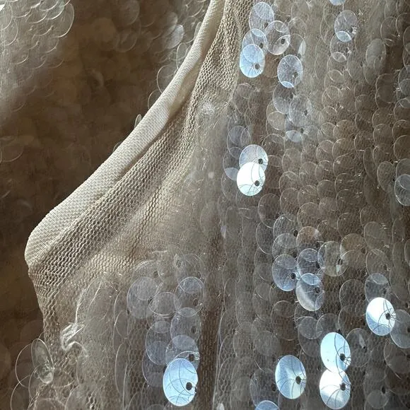 Staud Cream Sequin Mini Dress SIZE 6 Sheath Birthday Cocktail Designer $495