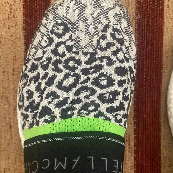 Stella McCartney leopard and neon green stretchy strap slip on athletic shoes. 8