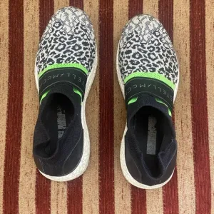 Stella McCartney leopard and neon green stretchy strap slip on athletic shoes. 8
