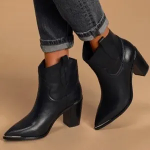 Steve Madden Black Zora Leather Booties Size 10 Women