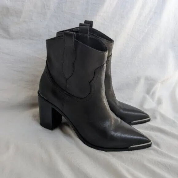 Steve Madden Black Zora Leather Booties Size 10 Women