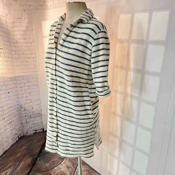 Storm &amp; Marie striped button down terry cloth feel shirt dress size XS
