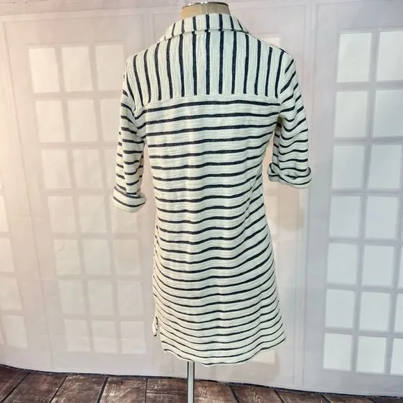 Storm &amp; Marie striped button down terry cloth feel shirt dress size XS