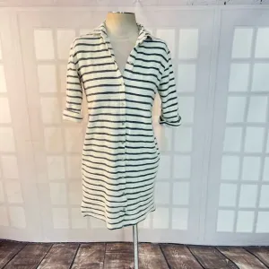Storm &amp; Marie striped button down terry cloth feel shirt dress size XS
