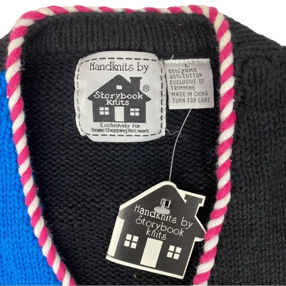 Storybook Knits Sweater Cardigan Womens Size L Lighthouse Floral Nautical Boat