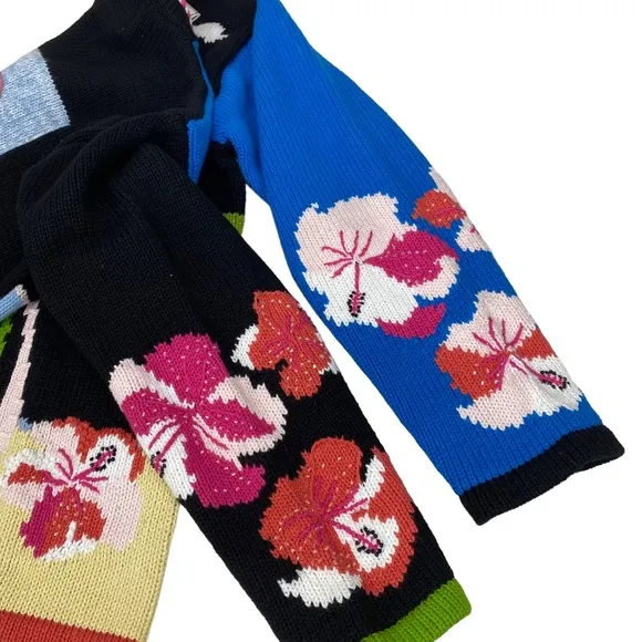 Storybook Knits Sweater Cardigan Womens Size L Lighthouse Floral Nautical Boat