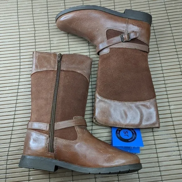 Stride Rite &quot;Juliette&quot; side zip brown leather boots.  Sz Youth 4. Women's EU 36.