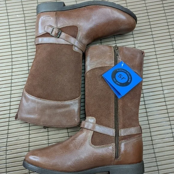 Stride Rite &quot;Juliette&quot; side zip brown leather boots.  Sz Youth 4. Women's EU 36.