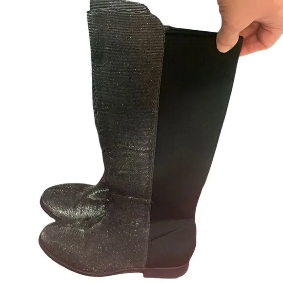 Stuart Weitzman 5050 Shimmer &amp; Black Noir Boots Size 5 (Girls)