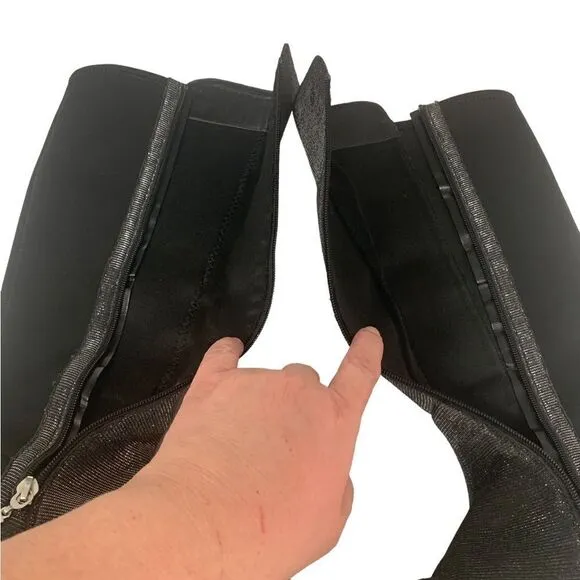 Stuart Weitzman 5050 Shimmer &amp; Black Noir Boots Size 5 (Girls)