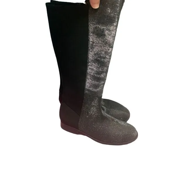 Stuart Weitzman 5050 Shimmer &amp; Black Noir Boots Size 5 (Girls)