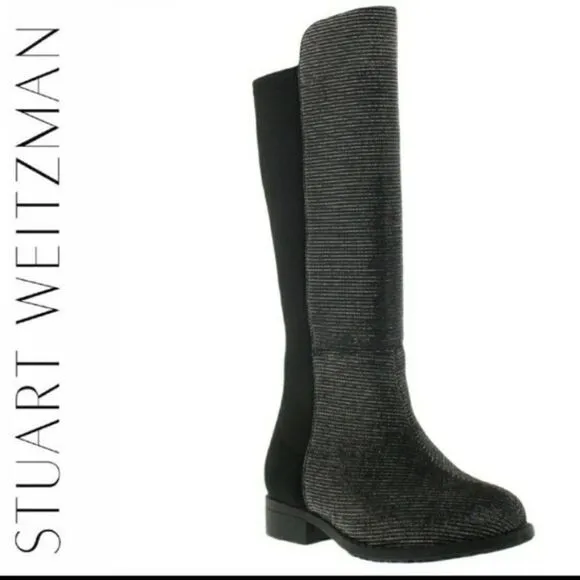 Stuart Weitzman 5050 Shimmer &amp; Black Noir Boots Size 5 (Girls)