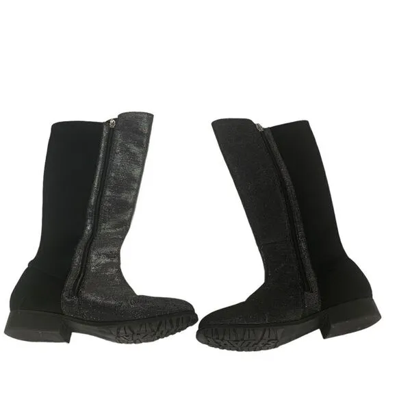 Stuart Weitzman 5050 Shimmer &amp; Black Noir Boots Size 5 (Girls)