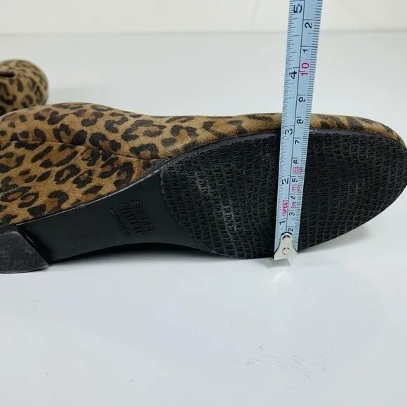 Stuart Weitzman Animal Leopard Cheetah Print Suede Leather Wedge Round Toe Shoes