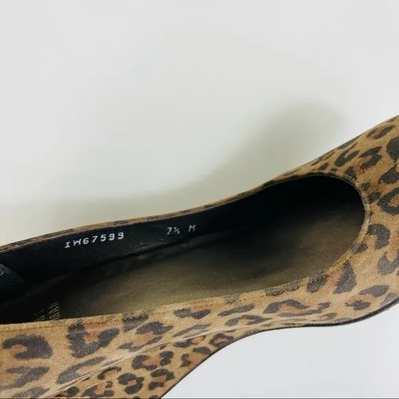 Stuart Weitzman Animal Leopard Cheetah Print Suede Leather Wedge Round Toe Shoes