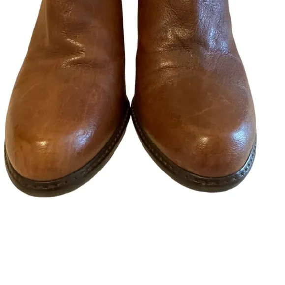 Stuart Weitzman  Brown Leather Ankle Boots Womens 7M  Logo Side Zip Closure Soft