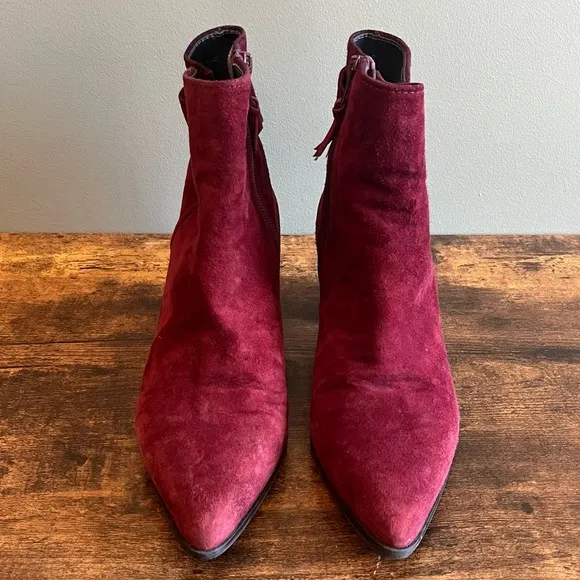 Stuart Weitzman Burgundy Suede Ankle Boots