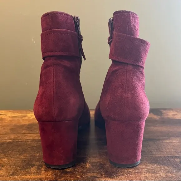 Stuart Weitzman Burgundy Suede Ankle Boots