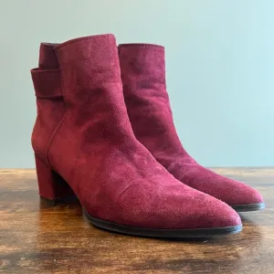 Stuart Weitzman Burgundy Suede Ankle Boots