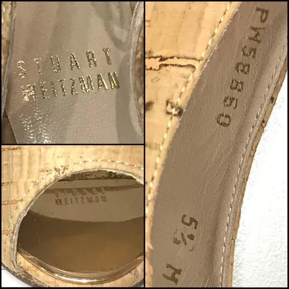 Stuart Weitzman Cork Wedges Slingback Sandals 5.5