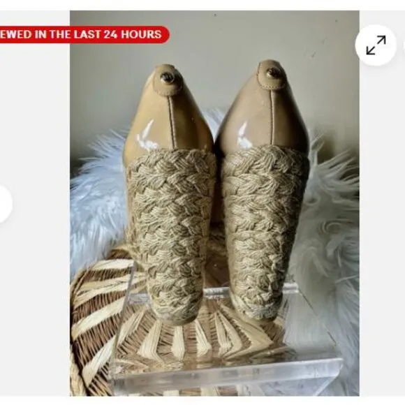 Stuart Weitzman Corkswoon Wedge 8.5 Wide Nude Slip On Shoes