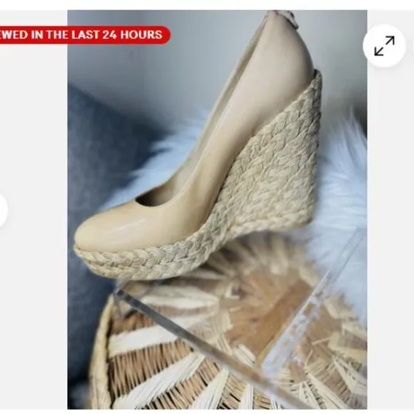 Stuart Weitzman Corkswoon Wedge 8.5 Wide Nude Slip On Shoes
