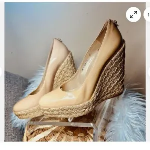 Stuart Weitzman Corkswoon Wedge 8.5 Wide Nude Slip On Shoes