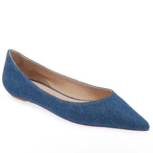 🌹STUART WEITZMAN🌹 Emilia Denim Pointed Toe Flat Size: 5.5B