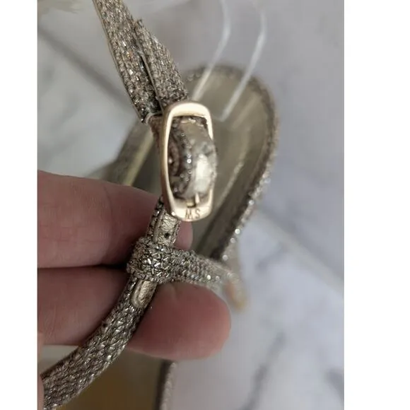 Stuart Weitzman Inviting sparkling strappy heels in Platinum Noir size 10