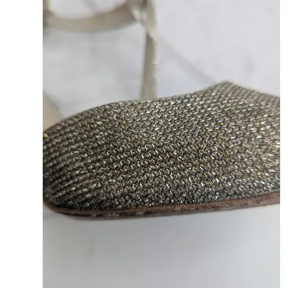 Stuart Weitzman Inviting sparkling strappy heels in Platinum Noir size 10
