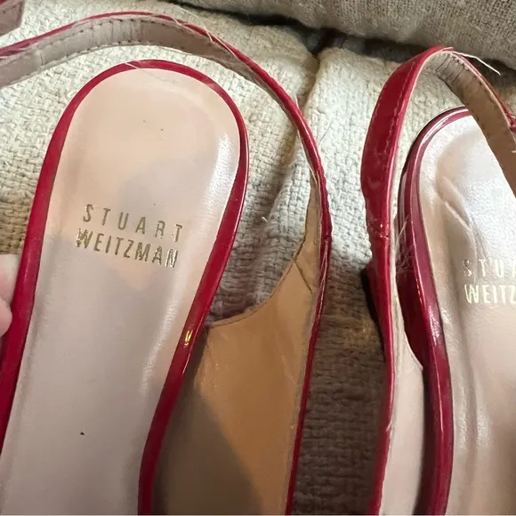 Stuart Weitzman Lipgloss Red Peeptoe Slingback Wedges