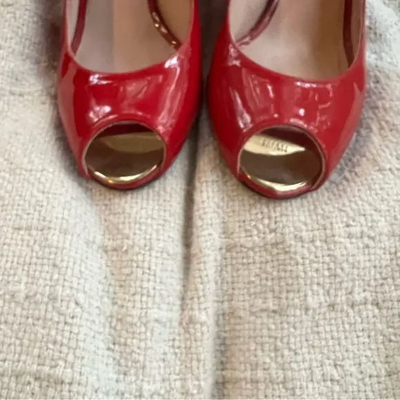 Stuart Weitzman Lipgloss Red Peeptoe Slingback Wedges