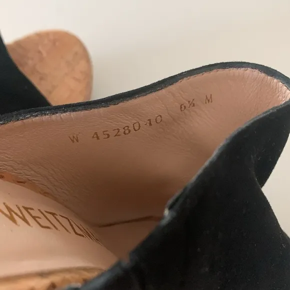 Stuart Weitzman Margarite Black Suede Cork Wedges sZ 6.5