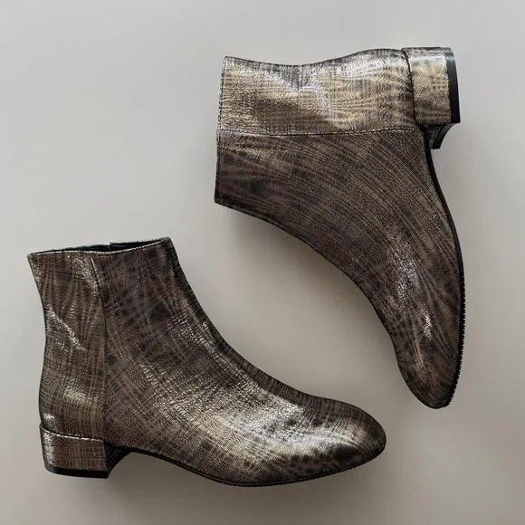 Stuart Weitzman NWT Quartz 25 Platino Pave Side Zip Round Toe Boots 6.5